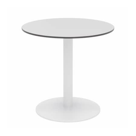 Kfi KFI 30" Round Outdoor Cafe Table - Fashion Gray Phenolic Top - White Aluminum Frame - Ivy Series OLTP30RD-B2200WH-D381